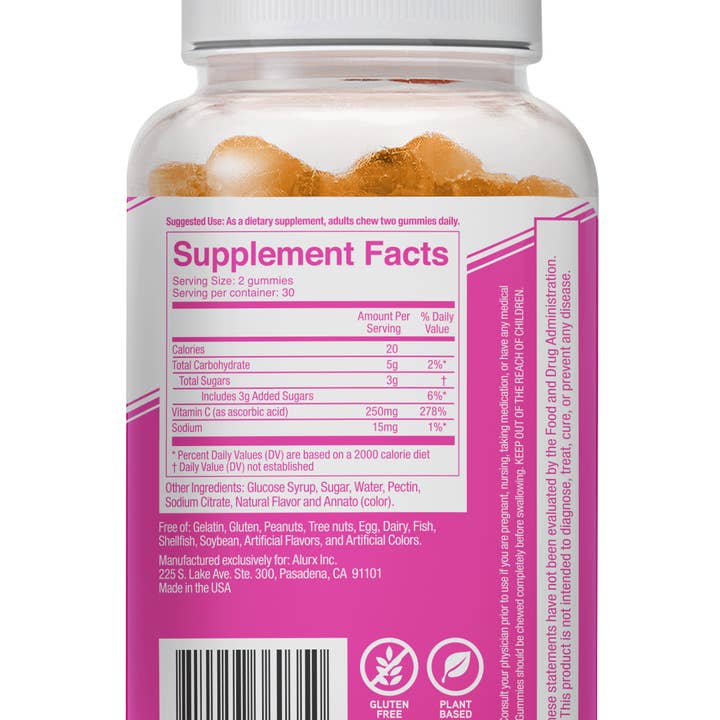 Alurx - Vente Supplément oral/vitamine - Supplément gommeux à la vitamine C, arôme naturel d'agrumes1