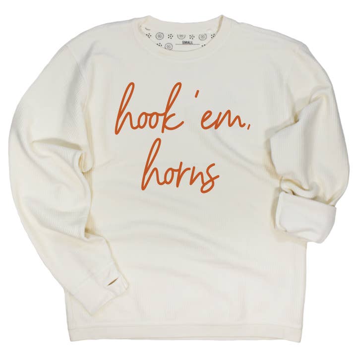 Barcelony Crewneck Corded Fleece I Elfenben - Texas for engroshandel hos Kickoff Couture