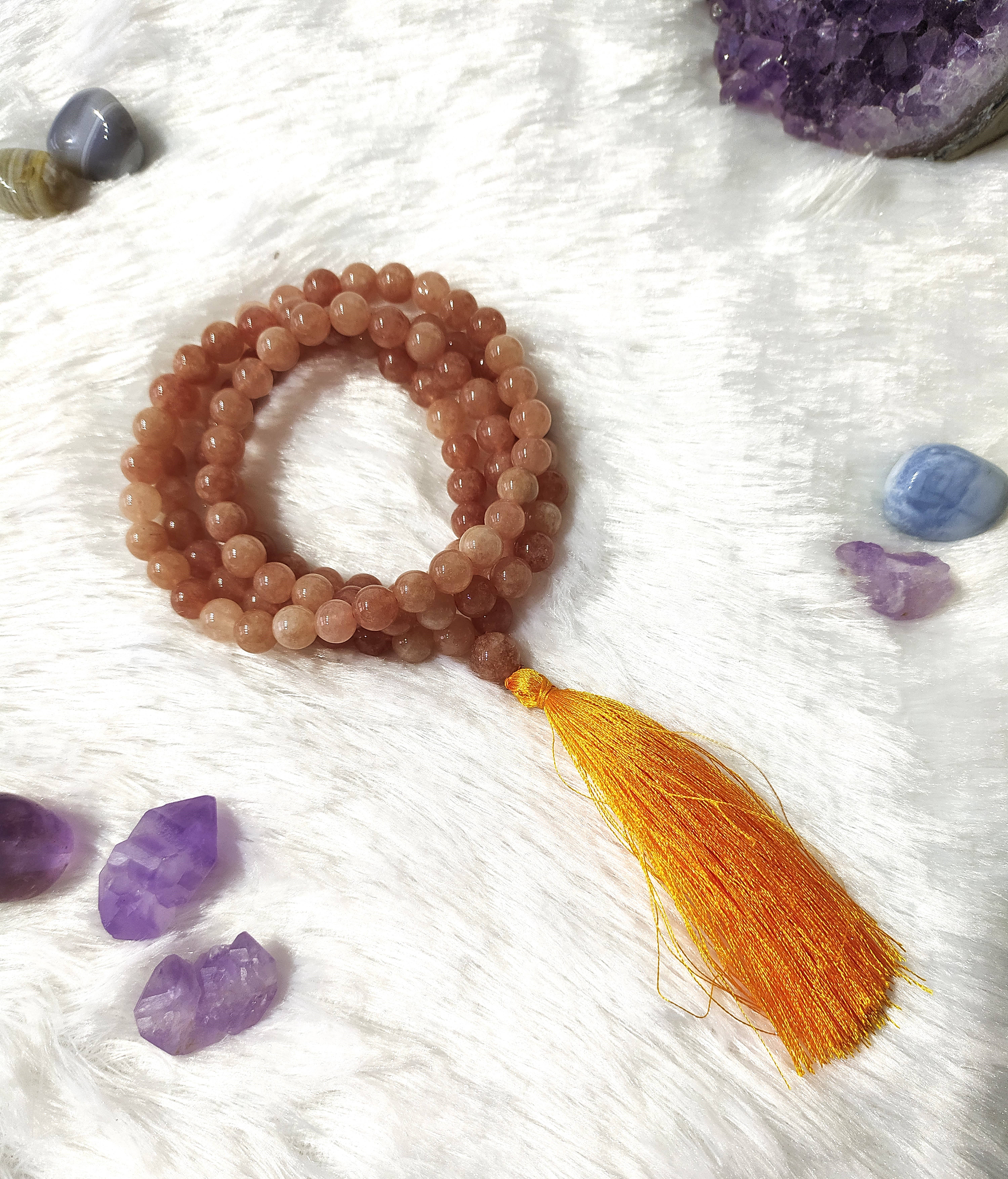 Soothing Crystals - Wholesale Prayer Beads Necklace - Gemstone Mala | Sunstone | 108 Prayer Beads Mala | Jap Mala0