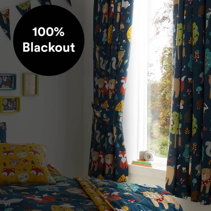 Happy Linen Company – wholesale Curtain – Woodland Friends Thermal Blackout Curtains