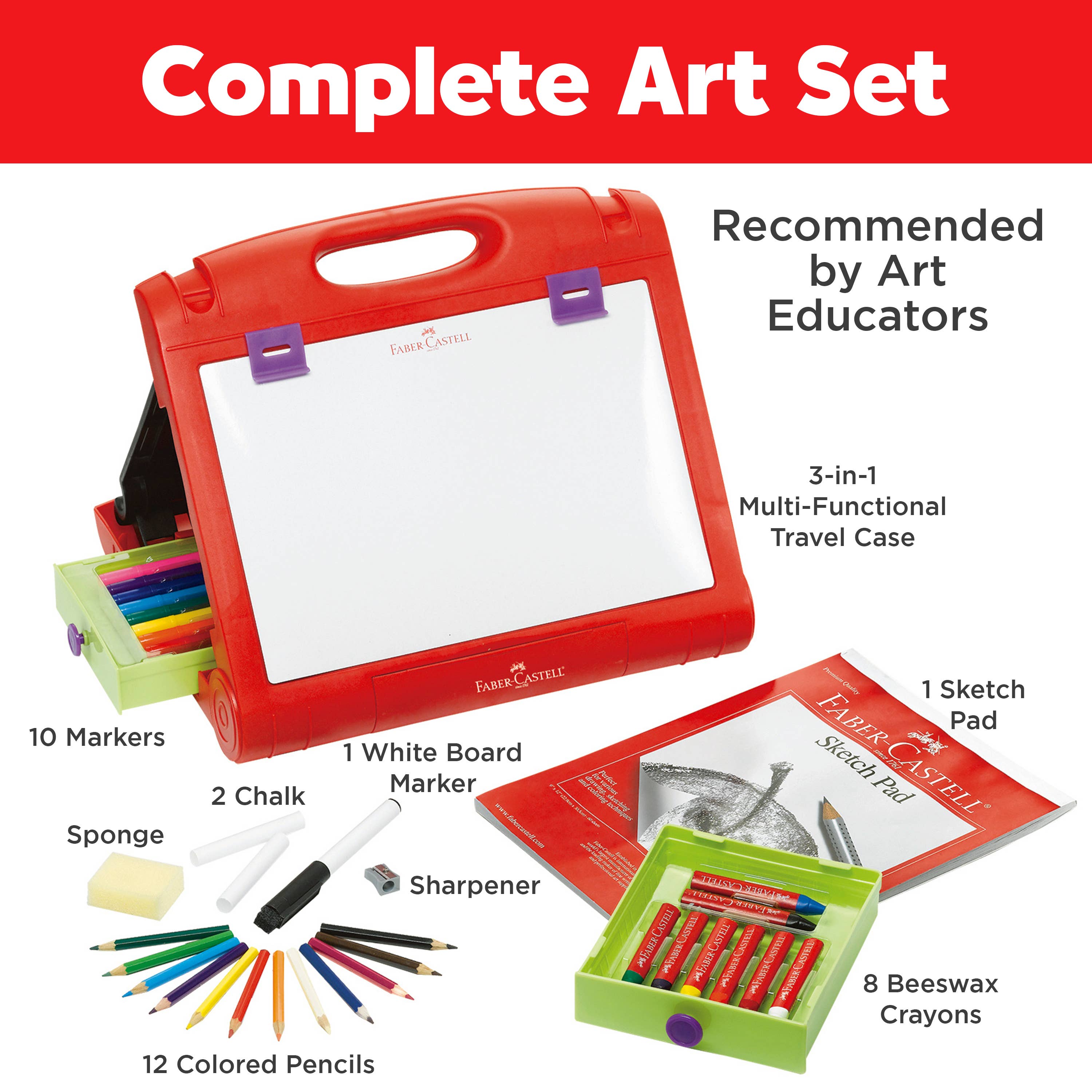Faber-Castell / Creativity for Kids - Wholesale Art Set - Kids & Baby - Do Art Travel Easel with 37 Pieces of Art Supplies for Kids2