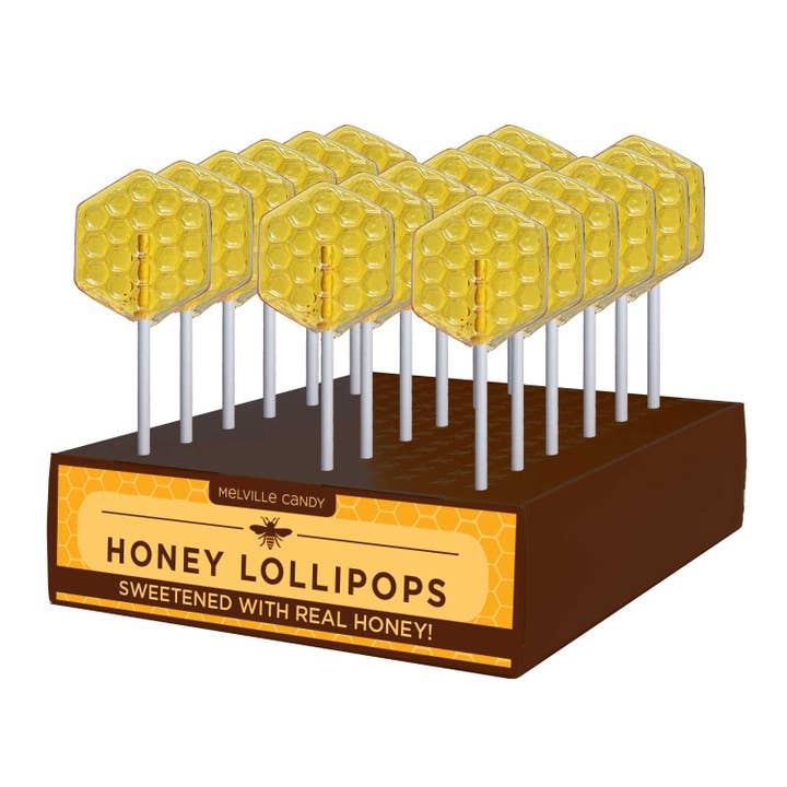 Honeycomb Honey Lollipops for wholesale by Melville Candy Company