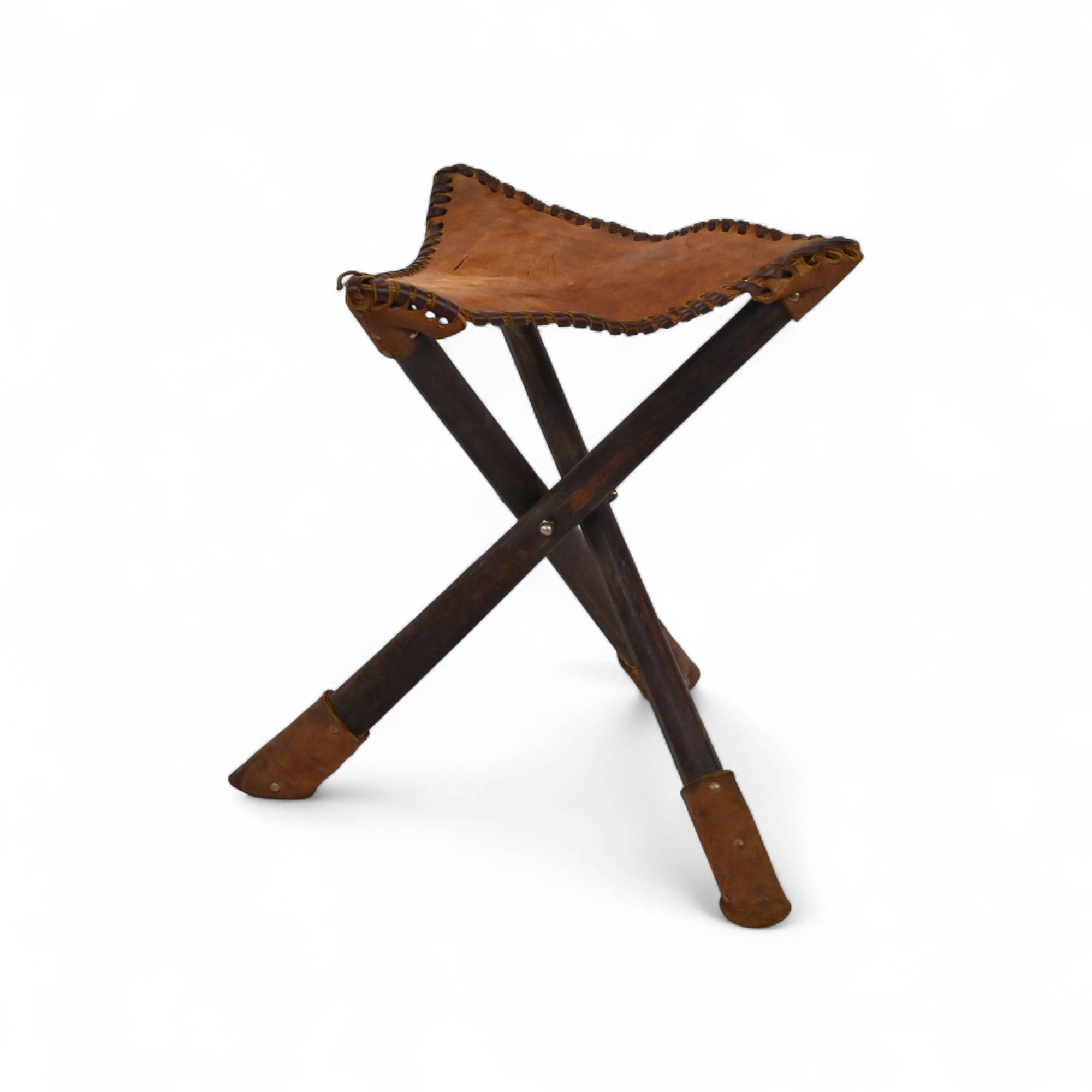 Cheungs Home Decor – Tamborete por atacado – Banco Dobrável de 3 Pernas em Madeira e Couro1