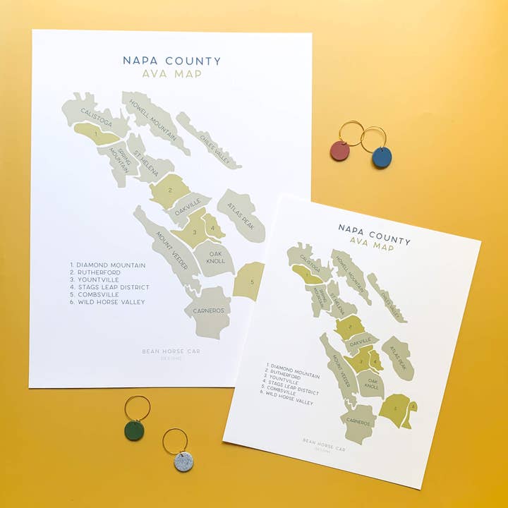Bean Horse Car Designs - Wholesale Art Print - AVA Wine Map - North Coast - Napa Labeled Art Print4