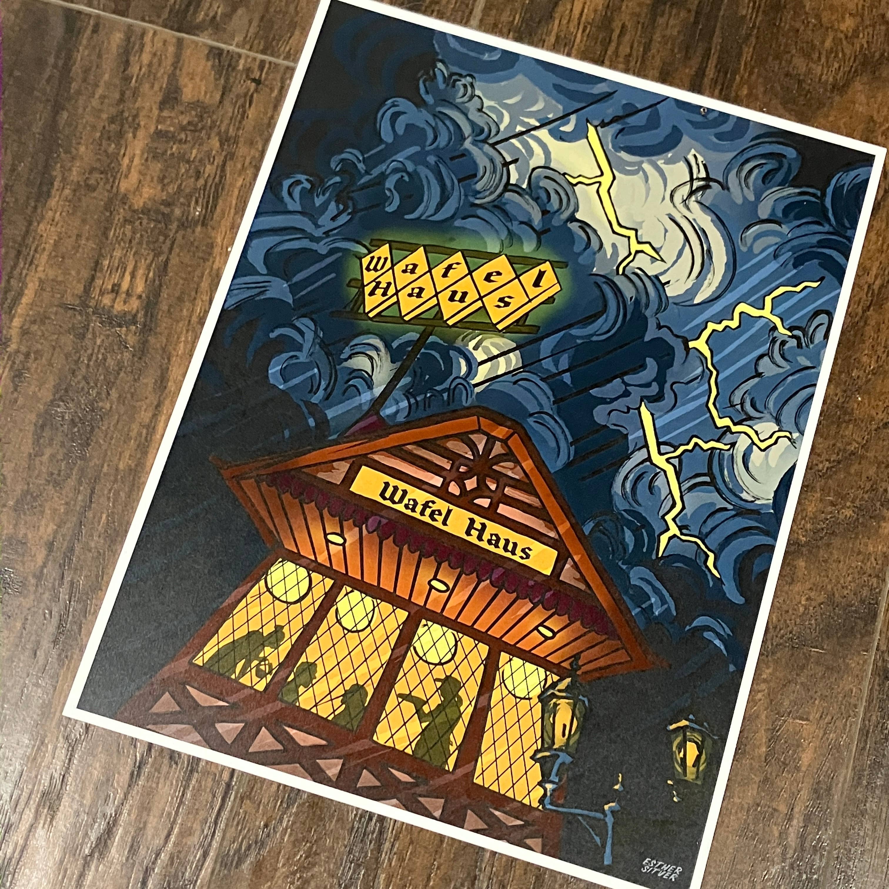 Esther Sketch - Wholesale Art Print - Wafel Haus 8x10 Print Gothic Waffle House 6