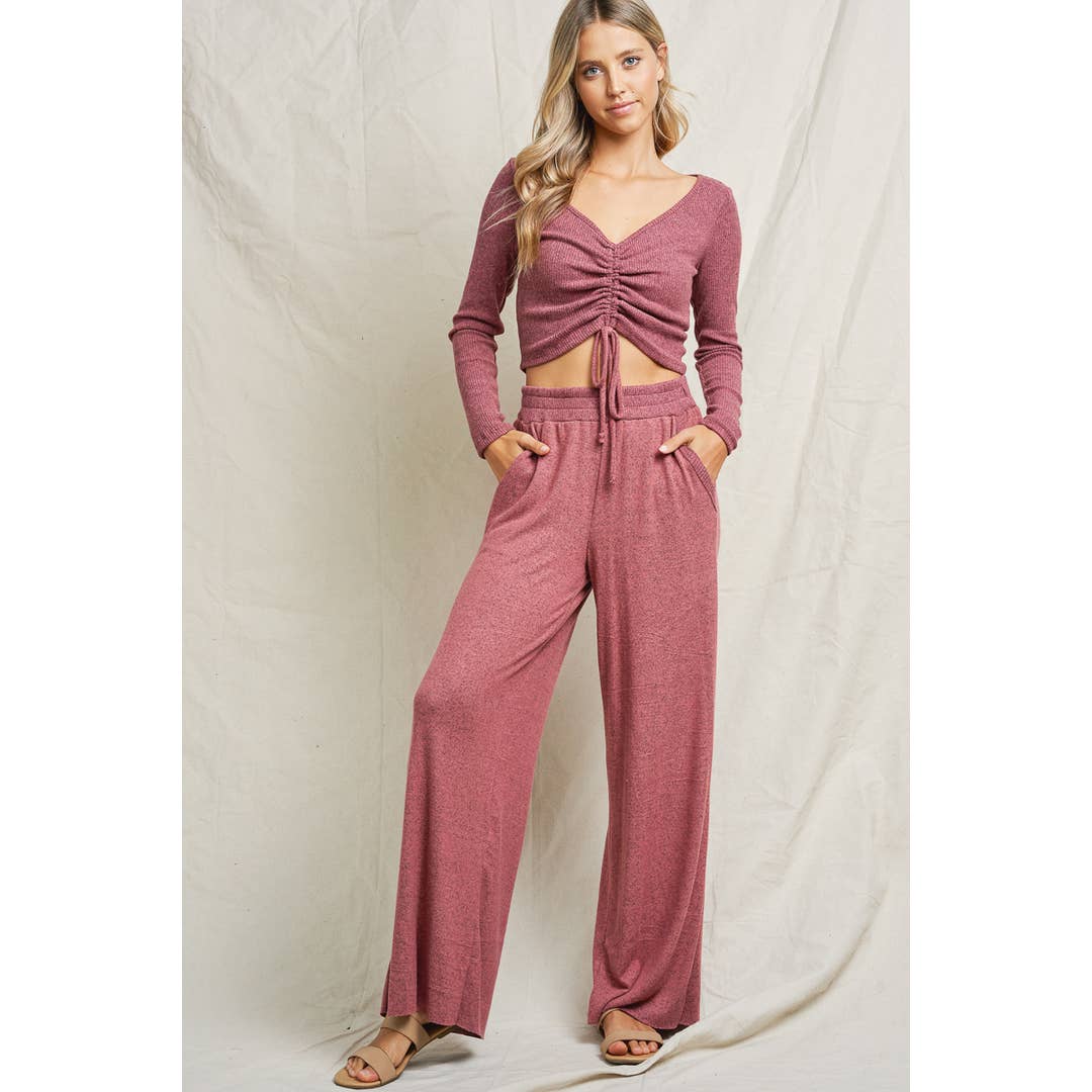 lalamia – Großhandel Set aus Oberteil und Hose (NICHT Loungewear) – Damen – MST28113-MAUVE