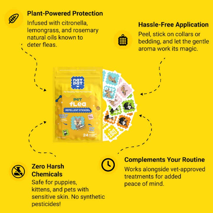 NATPAT - Wholesale Pet supplement – Cat/dog - NATPAT Pet Flea Repellent Stickers: Natural Pet Care Patches5