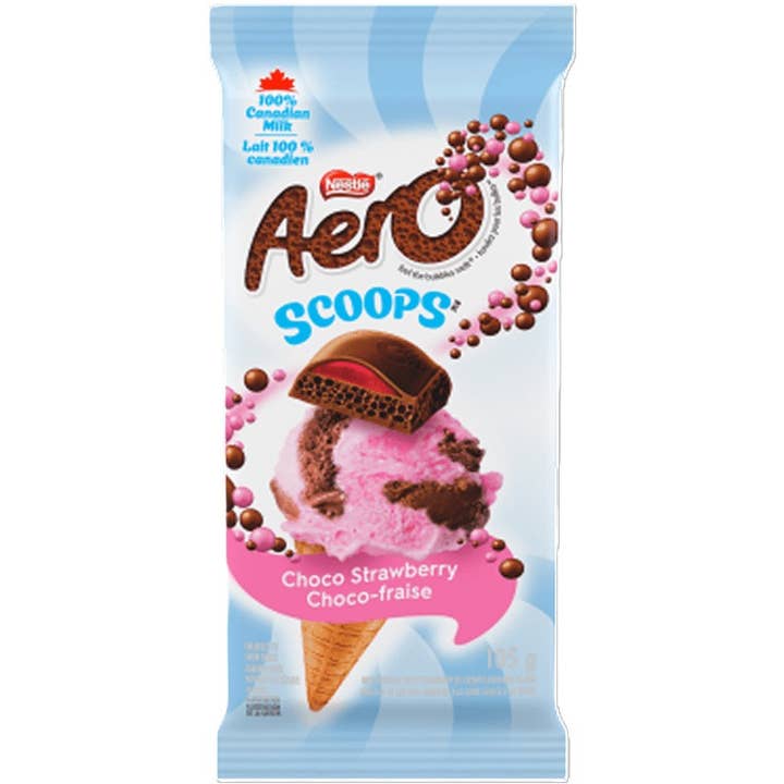 Grandpa Joe's Candy Shop - Wholesale Chocolate bar - Limited Import - Nestle AERO Scoops Choc Strawberry, 105g, 2