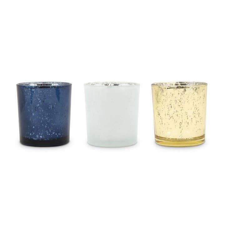 Weddingstar Inc. - Wholesale Candle Holder - Mercury Glass Tealight Candle Holders- Blue Luster- Set of 6