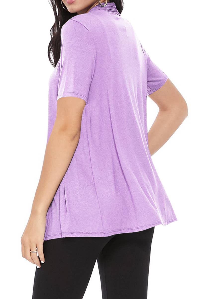 MOA COLLECTION - Wholesale Cardigan - Women's - Women's Casual Short Sleeve Draped Open Front Solid Cardigan38