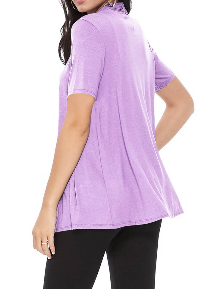 MOA COLLECTION - Wholesale Cardigan - Women's - Women's Casual Short Sleeve Draped Open Front Solid Cardigan38