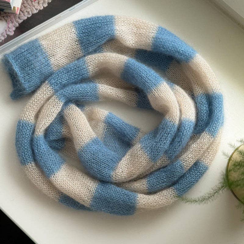 alberalkirk - Wholesale Scarf - Women's - Mohair Blend Long Loop Scarf Striped Pattern  M5A0827