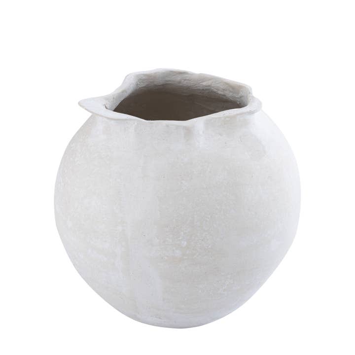 Paper Mache Pot Natural White Dia 7.68" for wholesale by BIDKhome