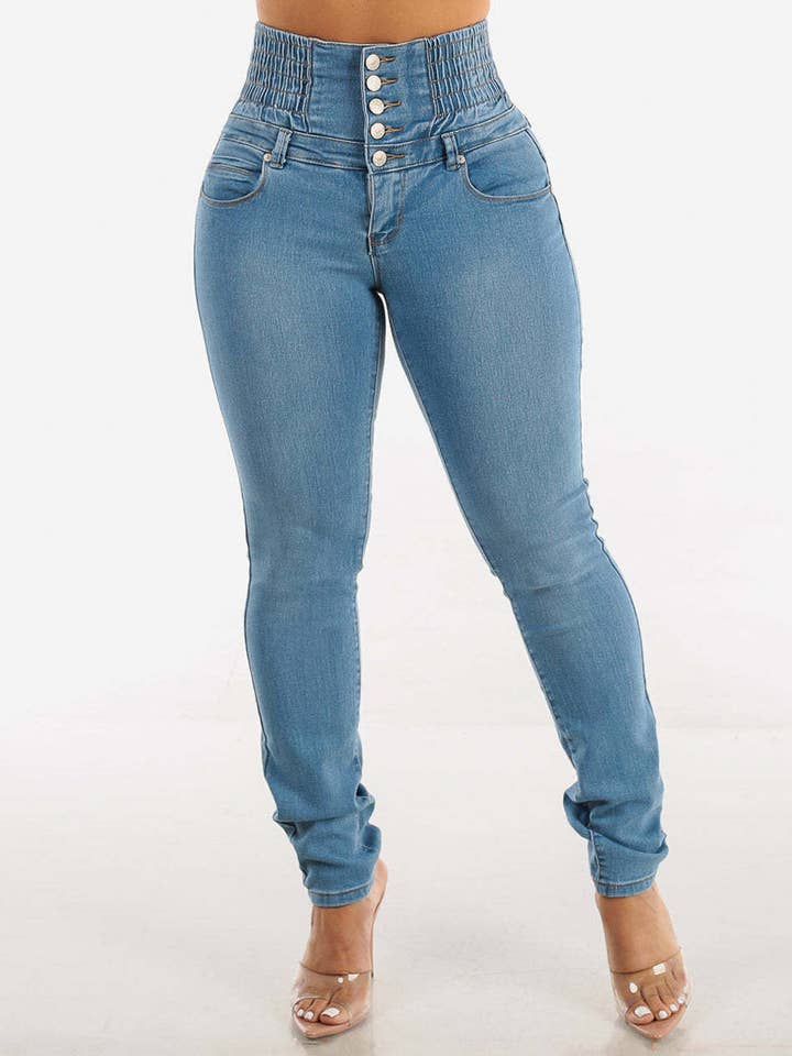 Högmidjade smala ankellånga jeans för wholesale av Aria Romance