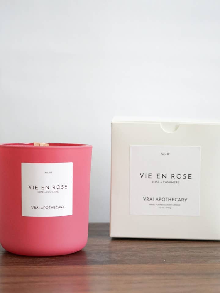 Premium Candle 12oz - Vie en Rose for wholesale by Vrai Apothecary