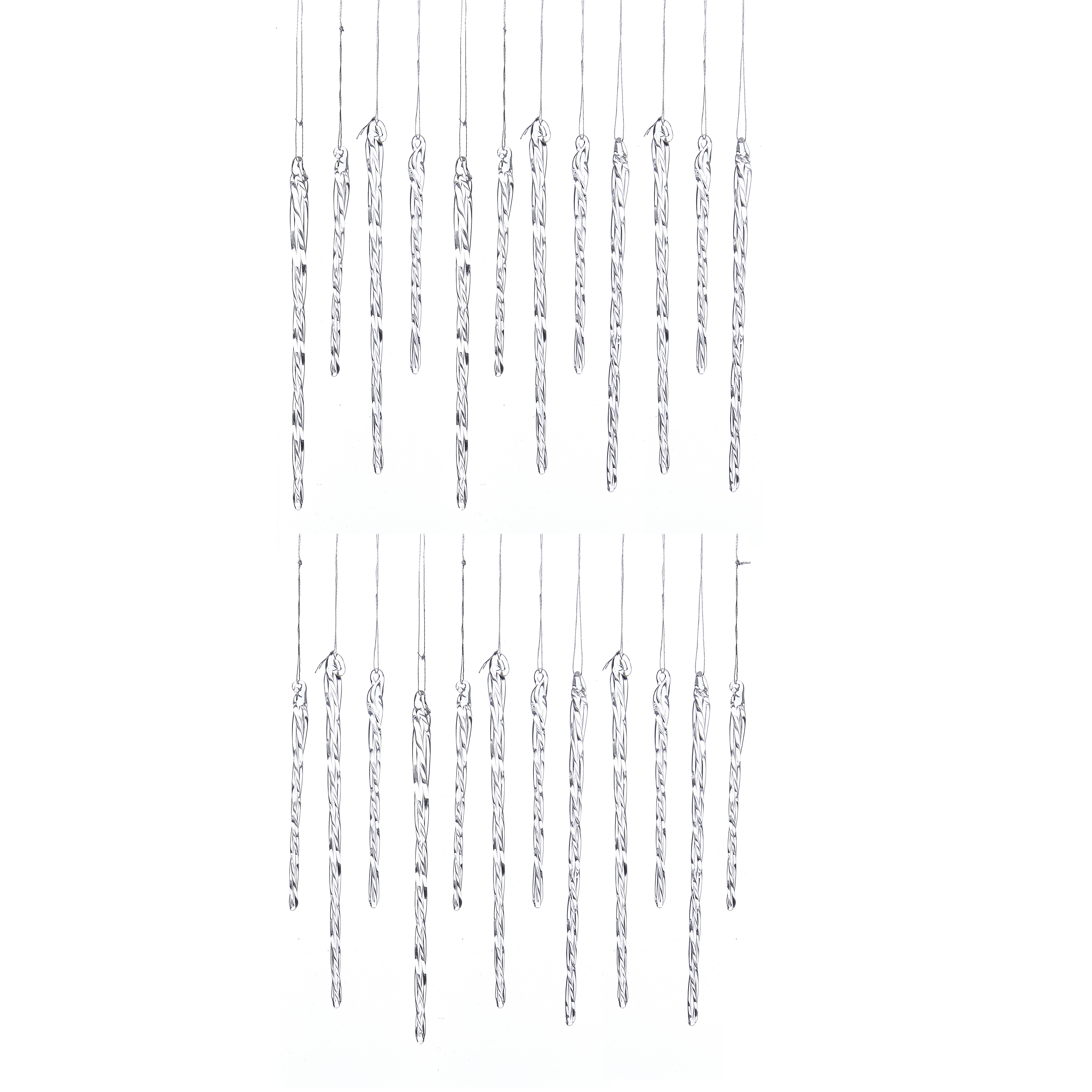 Kurt S. Adler, Inc. - Wholesale Ornament Set - 3.5-5.5"CLEAR GLASS ICICLE ORNAMENTS 24PC1