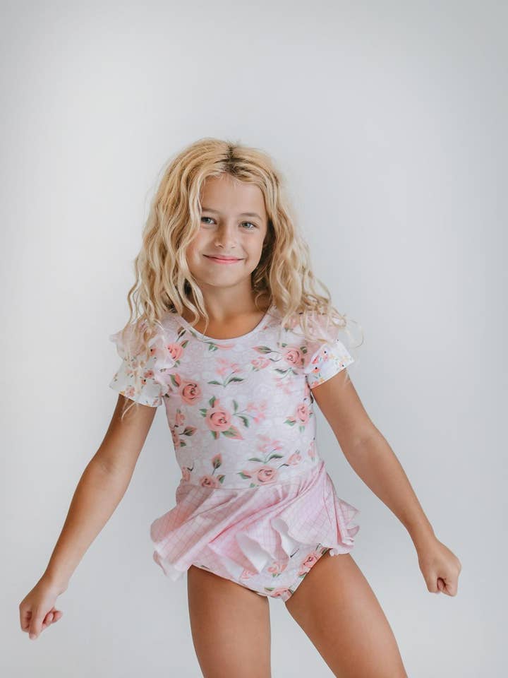 Oopsie Daisy - Vente Justaucorps – enfant - Justaucorps de gymnastique Twirl avec jupe de danse rose pâle pour enfants