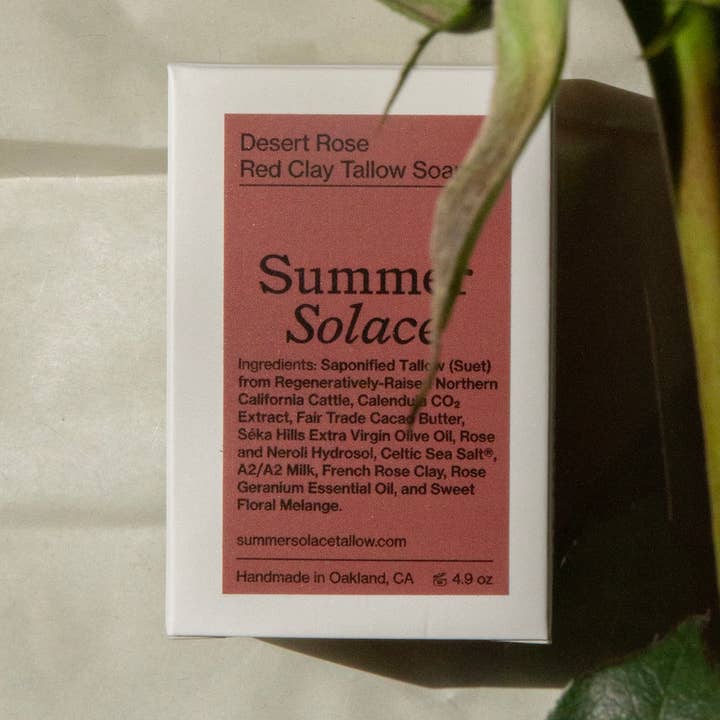 SUMMER SOLACE- Regenerative Tallow Beauty - Wholesale Bar Soap - Desert Rose Soap – Floral & Clay Infused, 4.9 oz0