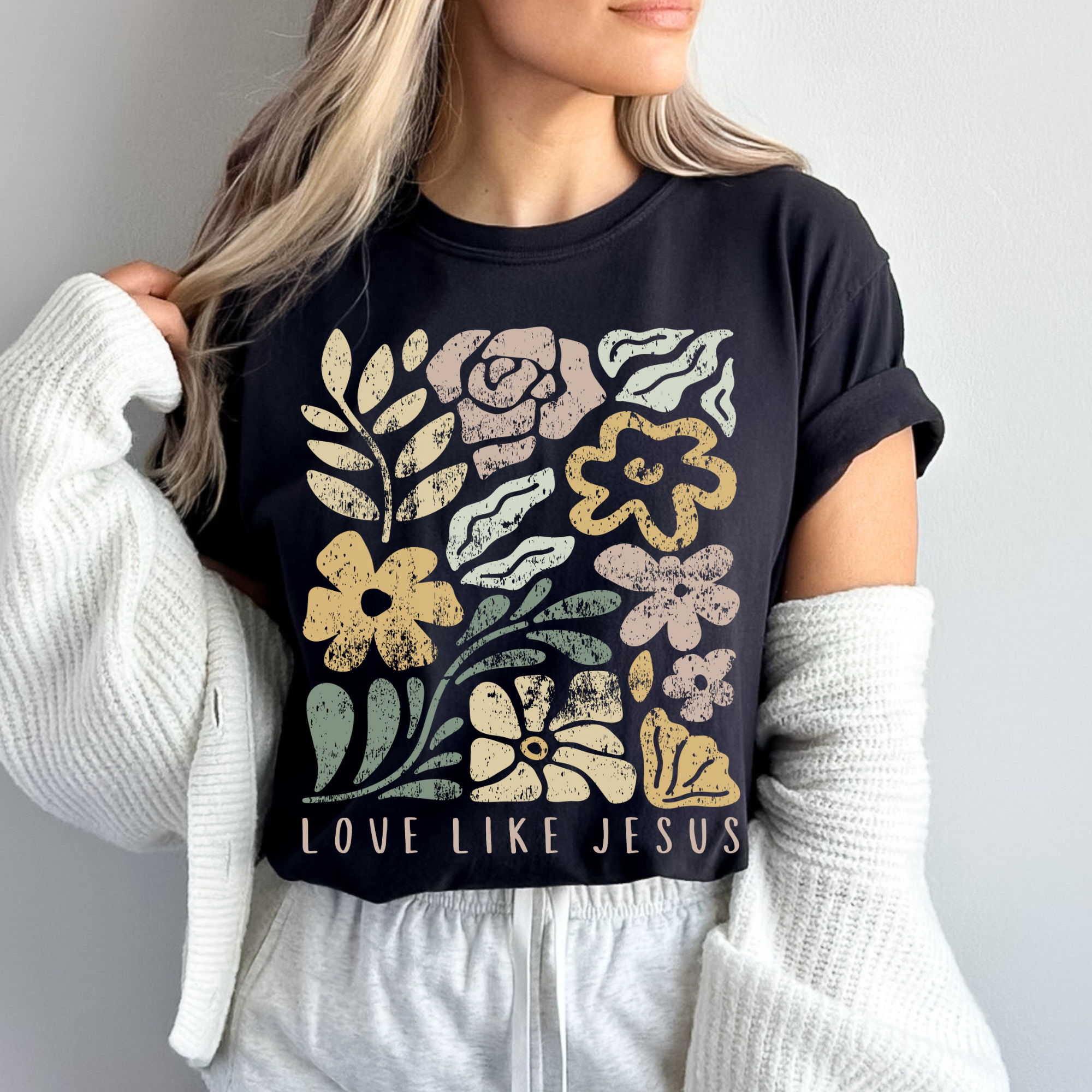 Scripted Pearl - Wholesale Screen Printed T-Shirt - Women's - Love Like Jesus Comfort Colors Christian Graphic T Shirt1