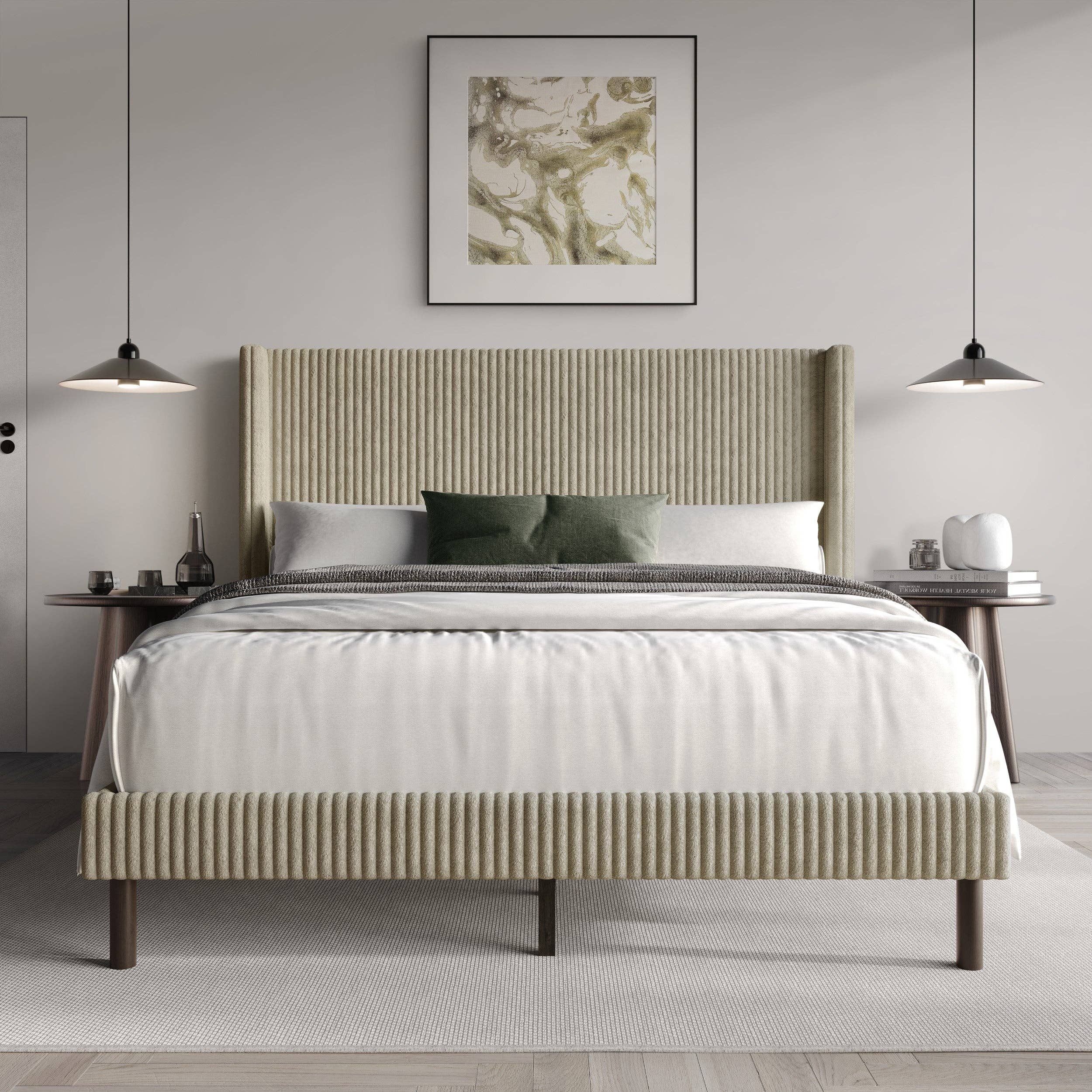 Home Design - Wholesale Bed - Duluth Corduroy Velvet Upholstered Platform Bed1