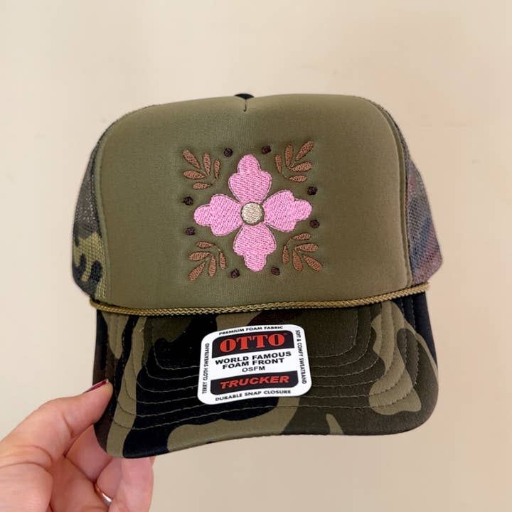 Hartland Goods - Wholesale Trucker Hat - Women's - Western Flower Hat - Camo3