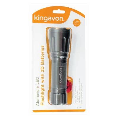 Rinkit Ltd – wholesale Flashlight – Silver 5W LED Adjustable Aluminium Torch - By Kingavon