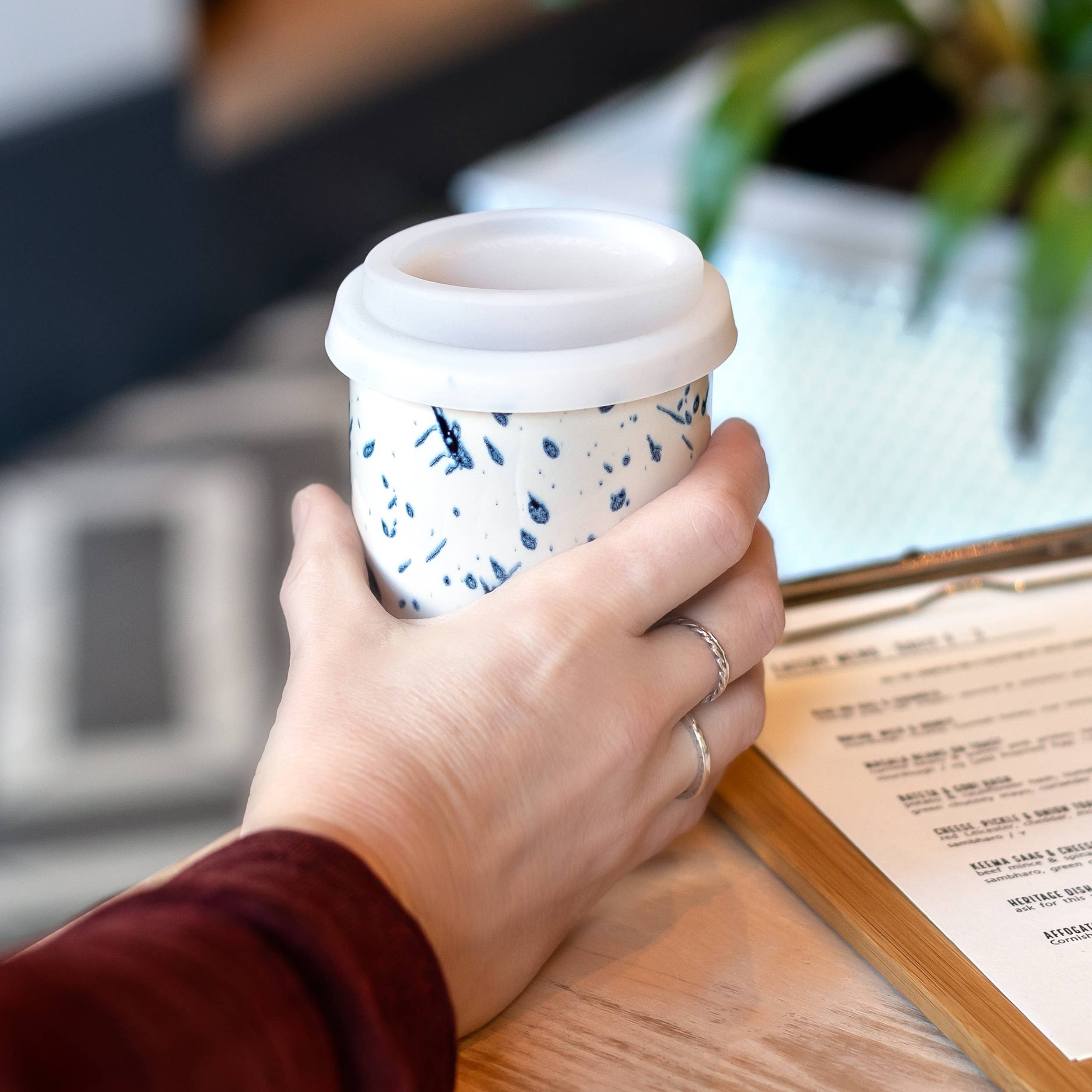 Nova Ceramics Travel Mugs - Wholesale Coffee Mug - Orchid Ceramic Travel Mug – 12oz with Lid & Sleeve6