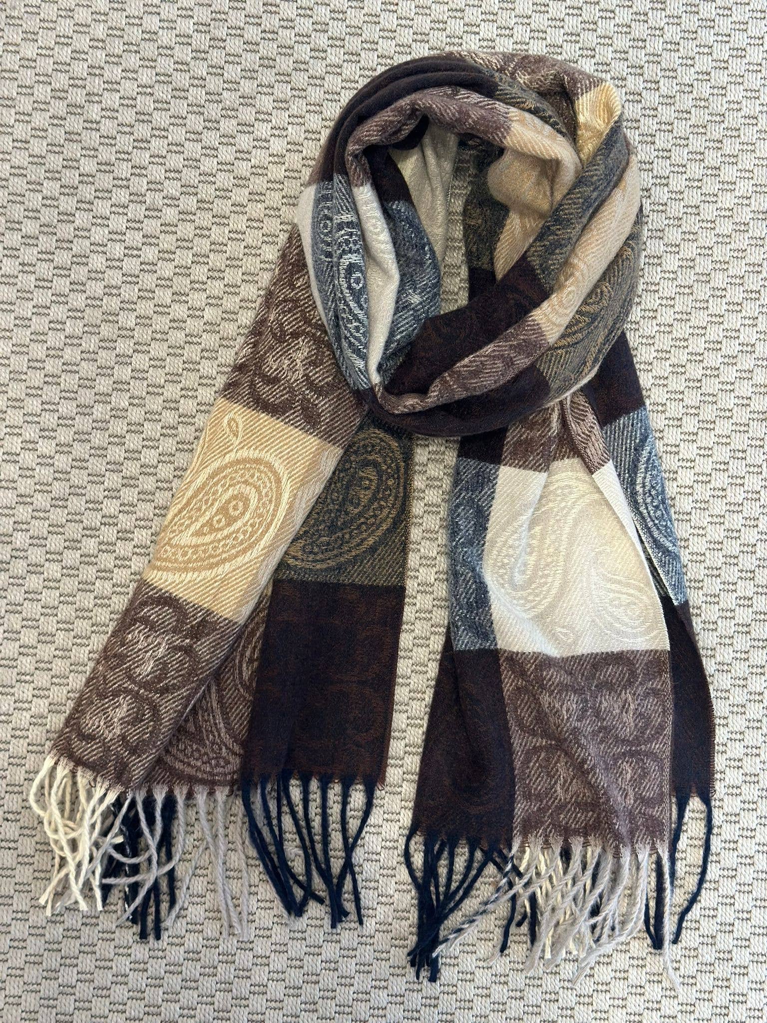 ADORA - Vendita all'ingrosso Sciarpa - Donna - Sciarpa a Quadri con Stampa Paisley 0