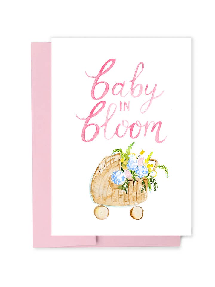 Baby in Bloom Baby Carriage-Baby Girl Card-Baby Shower Gift for wholesale by Slow Poke Press
