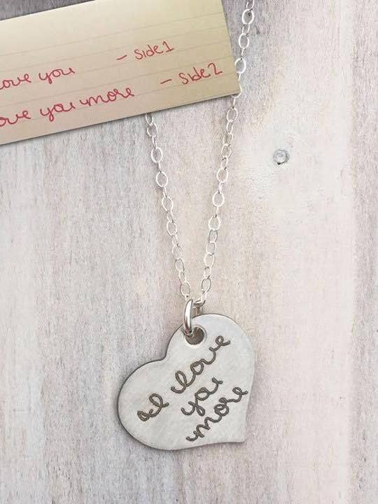 Handwriting Necklace, 3/4" Heart on 18" Chain for wholesale by Shinelife