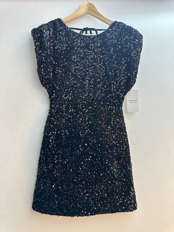 LORIANE - Wholesale Dress - Women's - 11245 Short velvet dress with sequins