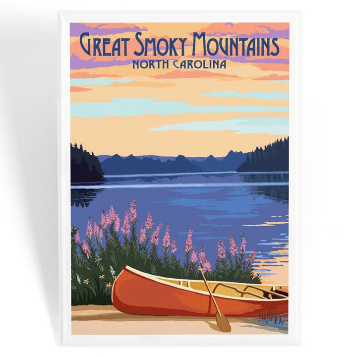 MAGNETE Great Smoky Mountains, Carolina del Nord, Canoa per la vendita all'ingrosso da parte di Lantern Press