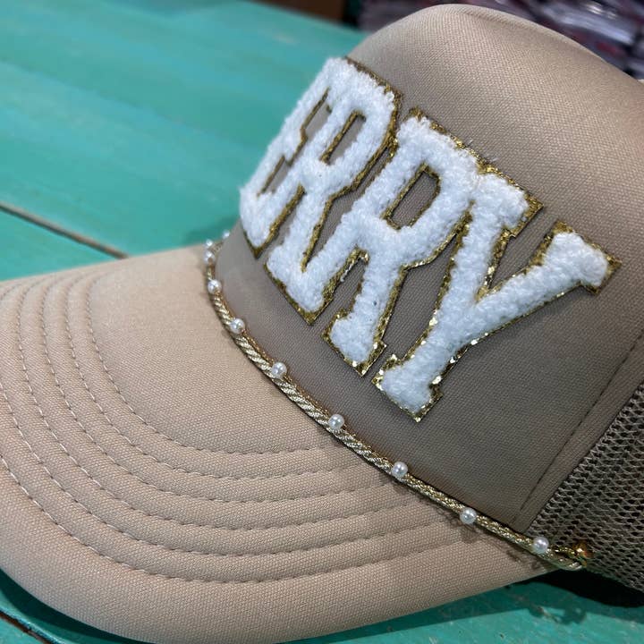 Vibes Hat Company - Wholesale Hat accessory – Women's - Dainty Pearl Trucker Chain | Hat Band | Hat Chain |Cap Jewel1