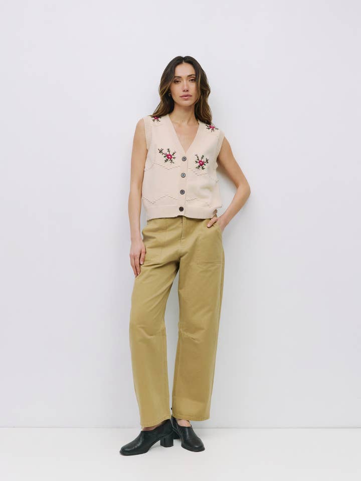 CREAM The Jony Vest | Embroidered Floral Vest for wholesale on Faire0