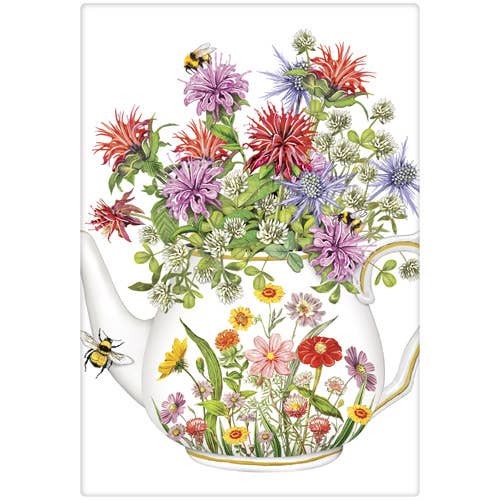 Flower Teapot Bagged Towel for wholesale by Mary Lake-Thompson Ltd.