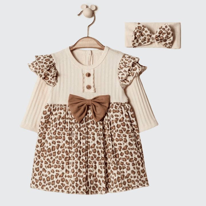 Cheeky Nomads - Wholesale Dress - Baby - 2-piece dress set with leopard print & headband