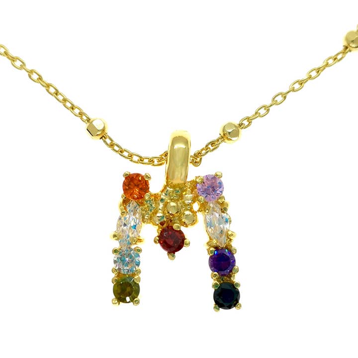 Initial M hängsmycke silver zirkoner guldpläterade 3 mikron för wholesale av Mariax Jewels