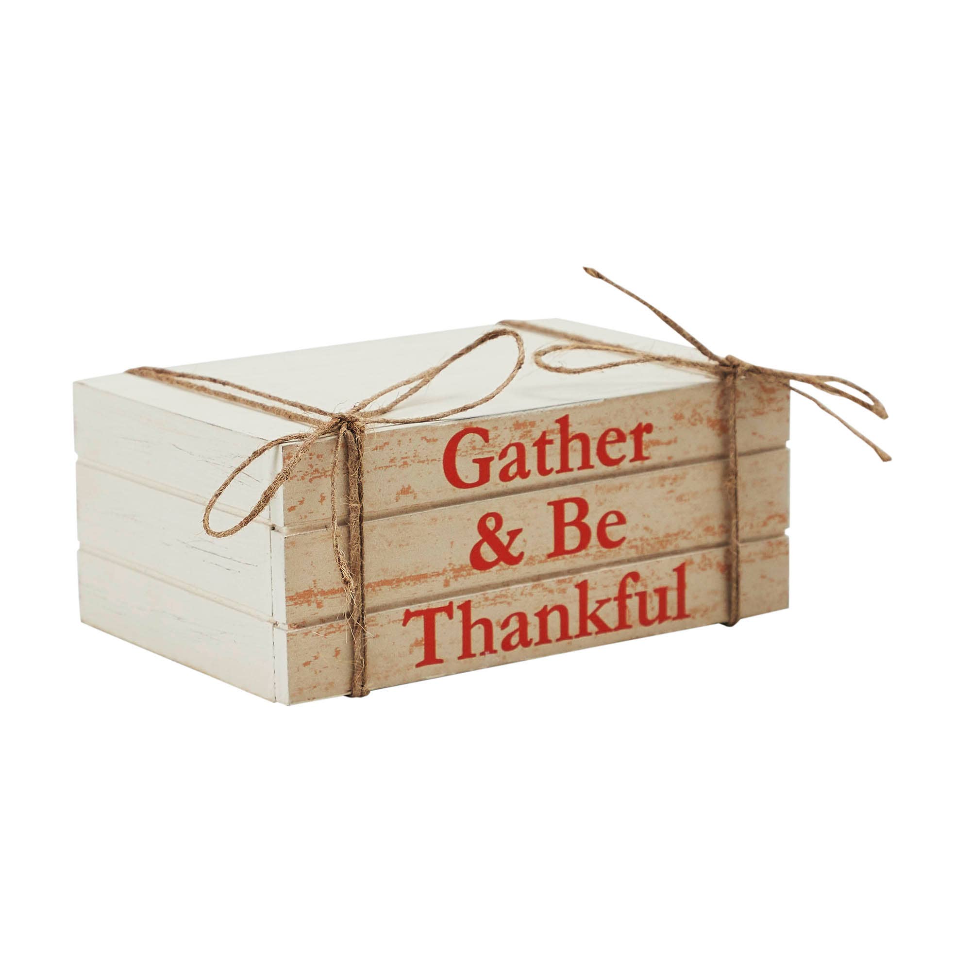 VHC Brands - Wholesale Decorative Tabletop Object - Gather & Be Thankful Faux Book Stack Farmhouse Rustic Decorative Home Accent for Fall & Thanksgiving Tabletop Shelf Decor 2.5x6x4 Inches5