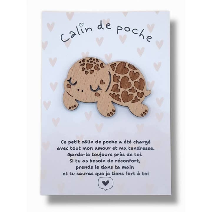 Câlin De Poche Tortue - Figurine En Bois Avec Carte pour la vente par LILLADREY