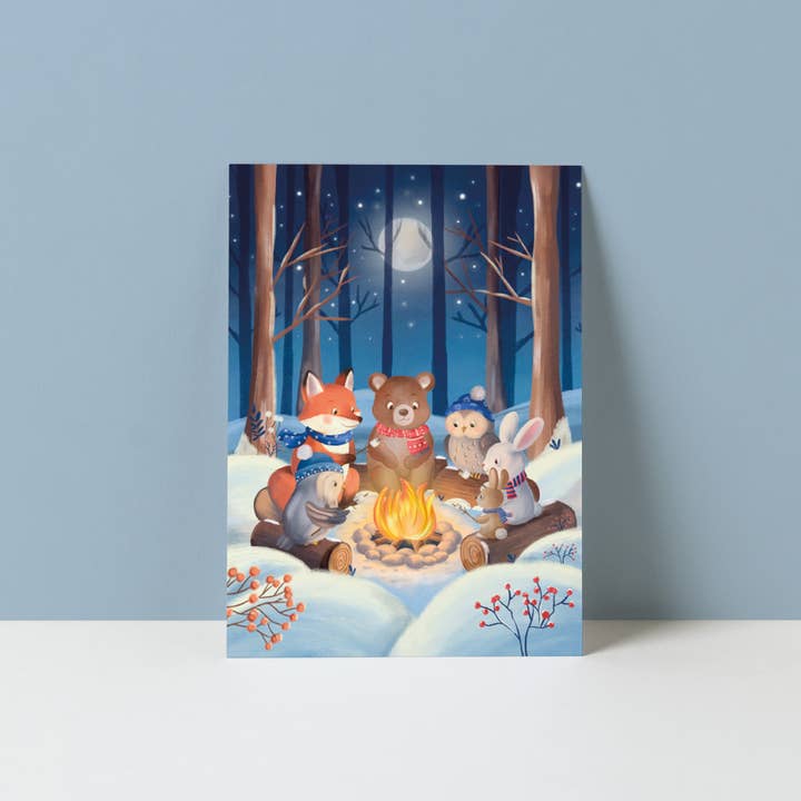Carte postale | Feu de camp confortable pour la vente par Studio Poppybird