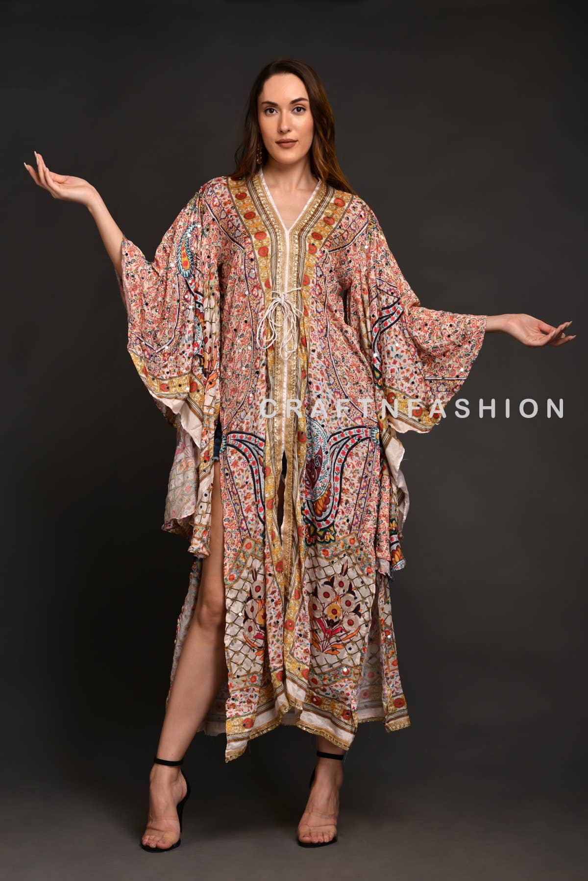 Meghcraft - Wholesale Kaftan - Women's - Designer Silk Bohemian Kaftan Dress5