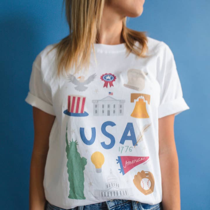 Ilustraciones de EE. UU. - Camiseta Pippi - Blanca para venta al por mayor de Pippi Post