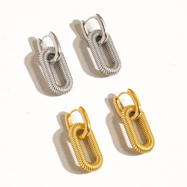 Flânerie by MAIQ - Wholesale Hoop Earrings - Kate 18K Non-Tarnish Double Chain Hoop Earring