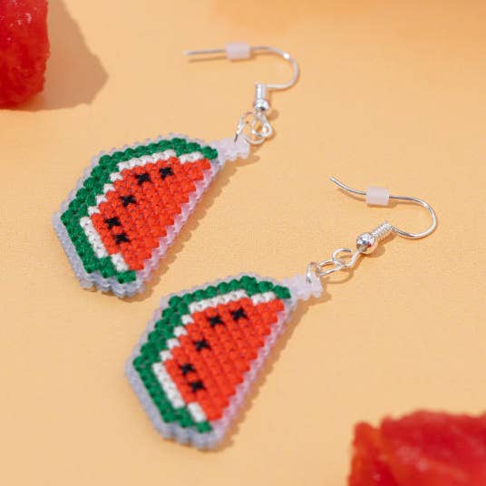 Watermelon Cross Stitch Earrings Kit for wholesale by STITCHFINITY