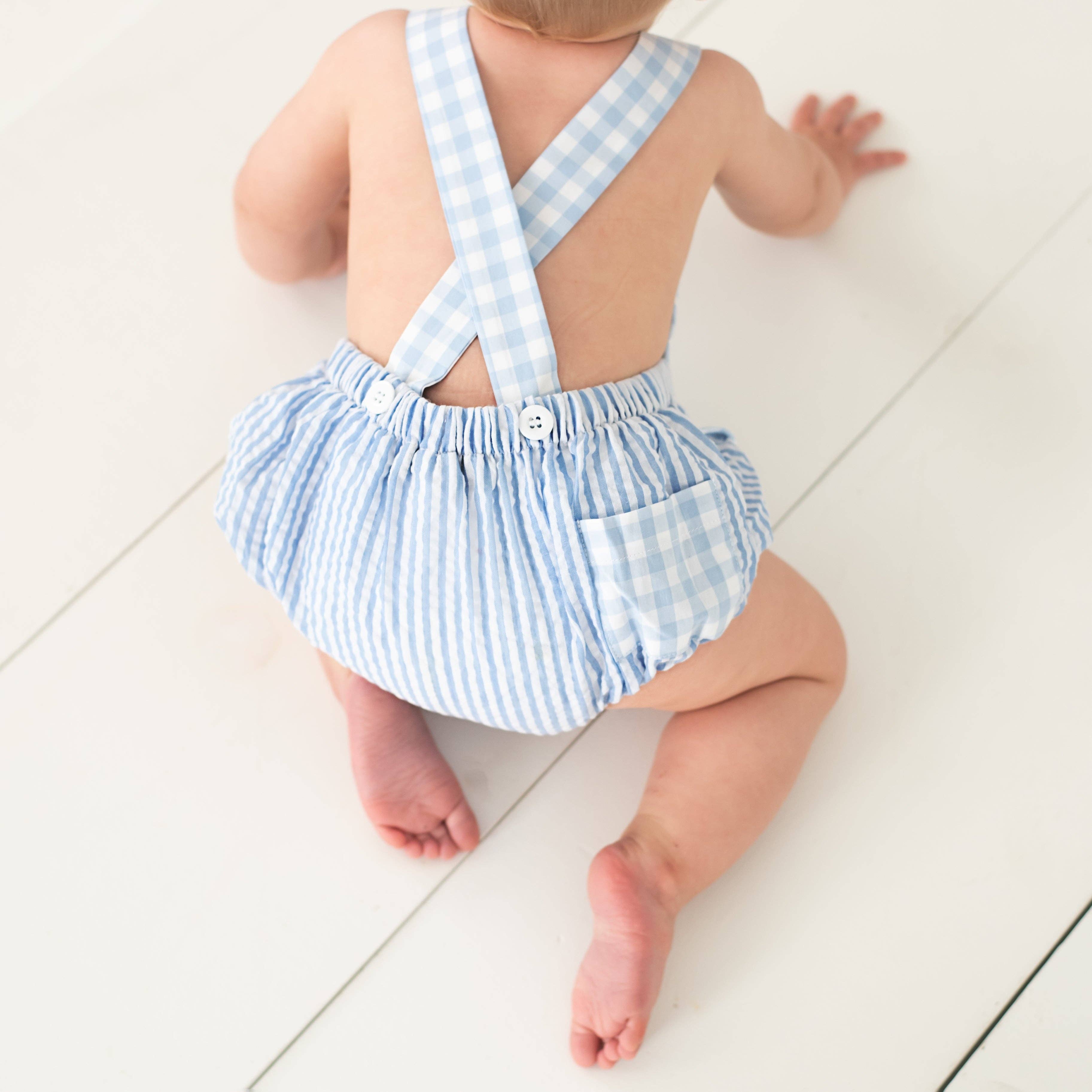 Seven Lantern Lane - Wholesale Bodysuit (Non-Footed) - Baby - Smocked Blue First Birthday Bubble9