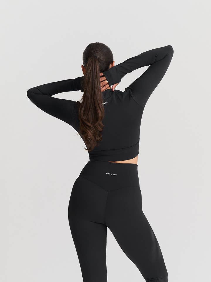 Sisterly Tribe - Wholesale Athletic Top - Women's - Softsculpt Bolero Long Sleeve Top - Black4