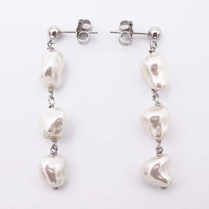 Majorcan Pearl Earrings - Length 42 mm for wholesale by France Perles