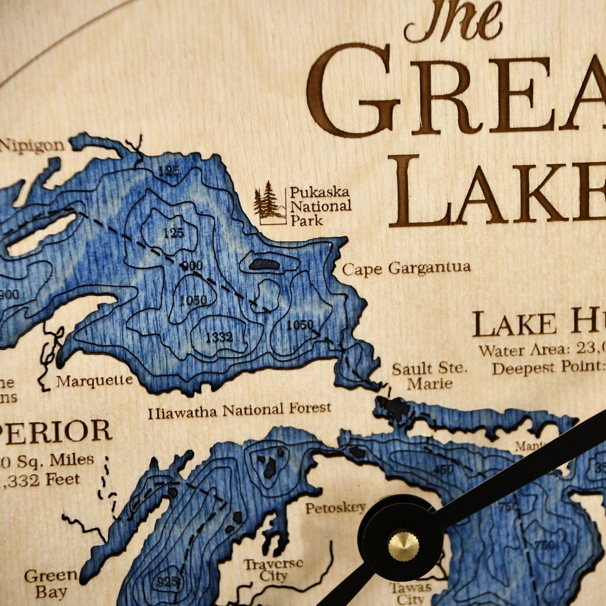 Sea & Soul Nautical Chart Art - Wholesale Muurklok - Great Lakes 3D Nautische kaart houten wandklok - 2 niveaus14