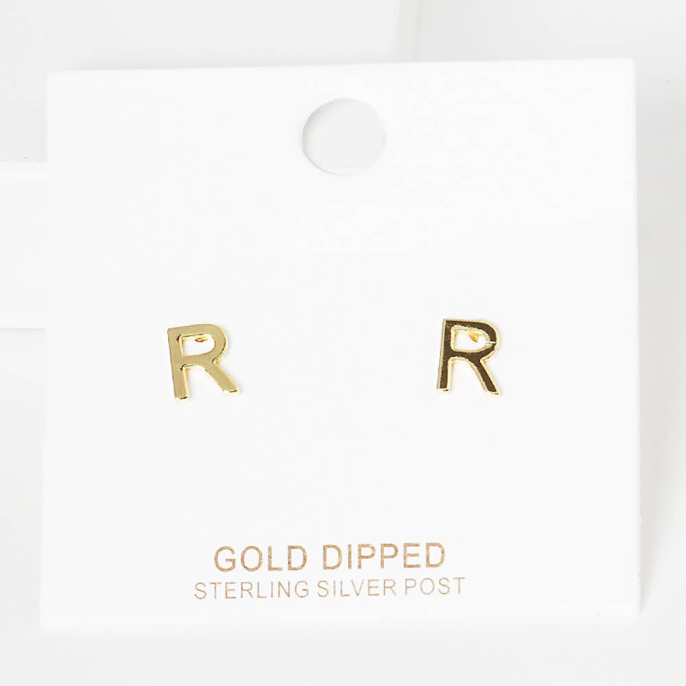 Sensibling Corp. - Wholesale Stud/Post Earrings - Gold Dipped Metal Initial Monogram Stud Earrings37