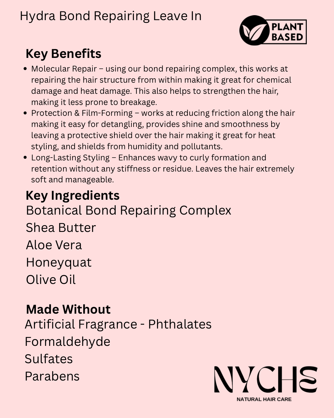 Nyche Hair LLC – Großhandel Leave-In-Conditioner – Hydra-Bond- Feuchtigkeitsspendende und reparierende Leave-In-Pflege mit Honig, Aloe und einem botanischen Bond-Komplex1